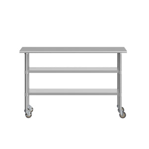 English Elm Reese NSF Certified Heavy-Duty Stainless Steel Prep Table 24"x60" with Lockable Casters & Storage NH-WT-GU-2460-CAS-GG