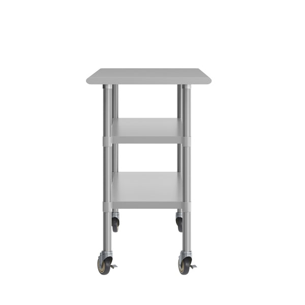 English Elm Reese NSF Certified Heavy-Duty Stainless Steel Prep Table 24"x60" with Lockable Casters & Storage NH-WT-GU-2460-CAS-GG