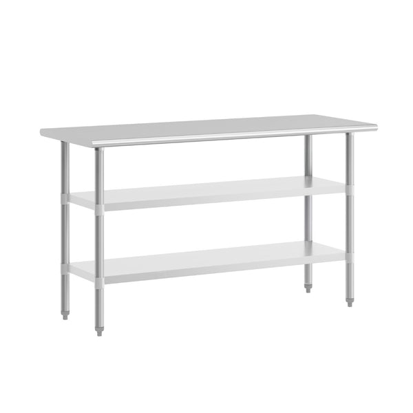 English Elm Randolph Stainless Steel Work Table - Durable 60" Prep Surface with 2 Adjustable Undershelves, NSF-Certified NH-WT-GU-2460-GG