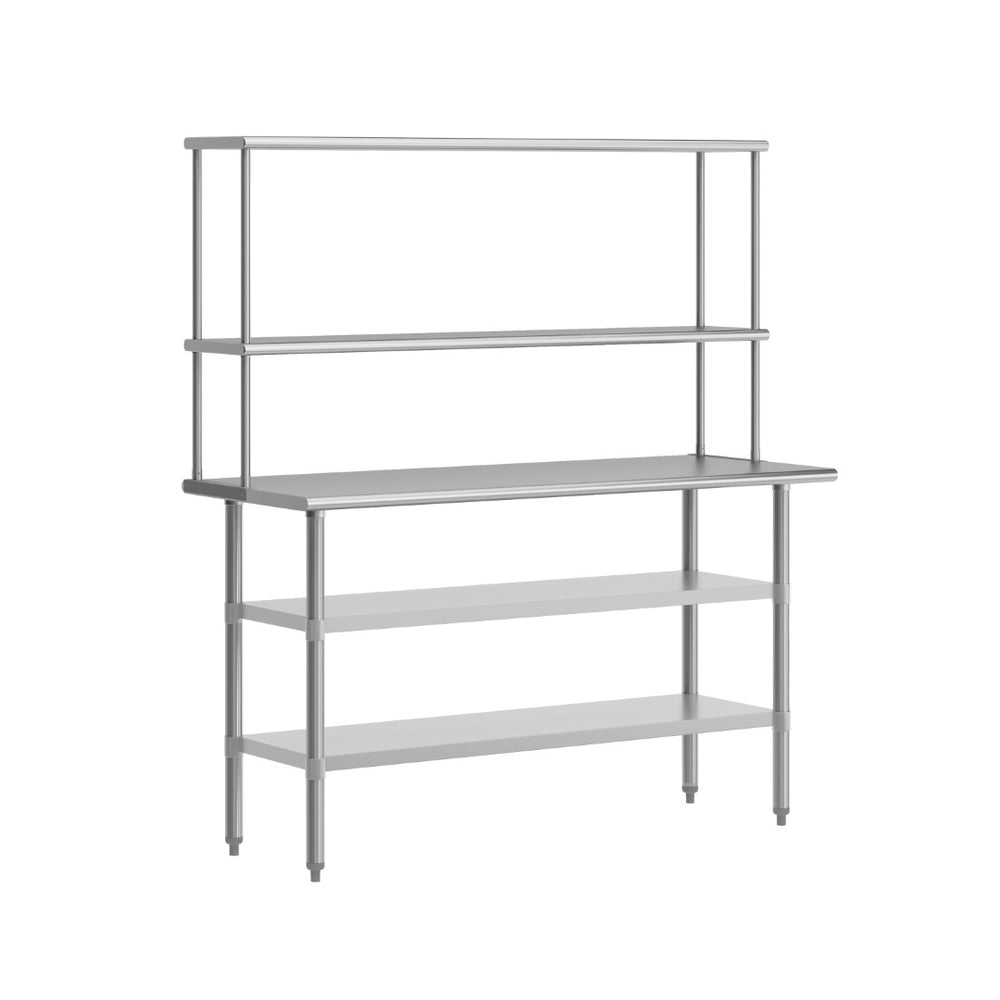 English Elm Reese Portable Prep Table with NSF Certified Stainless Steel Top, Double Shelves & Locking Casters NH-WT-GU-2460-OSH-GG