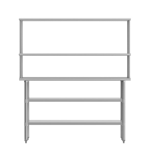 English Elm Reese Portable Prep Table with NSF Certified Stainless Steel Top, Double Shelves & Locking Casters NH-WT-GU-2460-OSH-GG