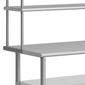 English Elm Reese Portable Prep Table with NSF Certified Stainless Steel Top, Double Shelves & Locking Casters NH-WT-GU-2460-OSH-GG