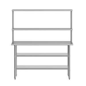 English Elm Reese Portable Prep Table with NSF Certified Stainless Steel Top, Double Shelves & Locking Casters NH-WT-GU-2460-OSH-GG