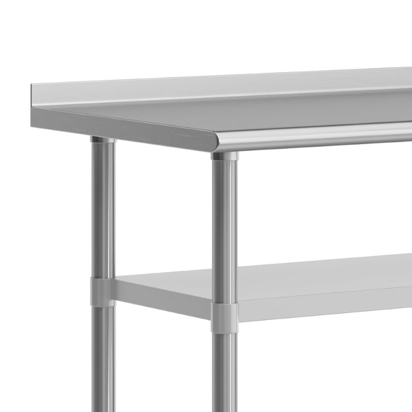 English Elm Reese NSF Certified Stainless Steel Prep Table 24"x60" with Mobile Casters for Easy Workflow NH-WT-GU-2460BSP-CAS-GG