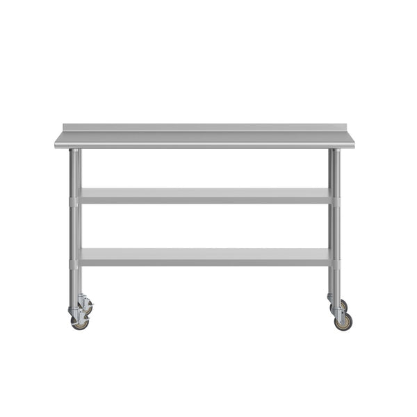 English Elm Reese NSF Certified Stainless Steel Prep Table 24"x60" with Mobile Casters for Easy Workflow NH-WT-GU-2460BSP-CAS-GG