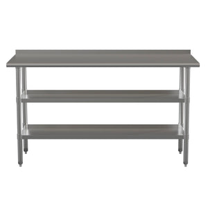 English Elm Randolph Stainless Steel 18-Gauge Work Table with Backsplash & Undershelves - Heavy-Duty, NSF Certified NH-WT-GU-2460BSP-GG