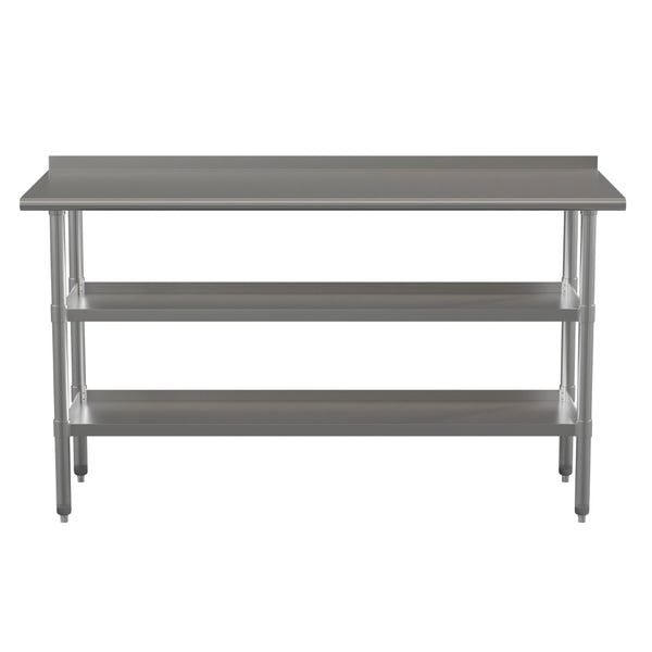 English Elm Randolph Stainless Steel 18-Gauge Work Table with Backsplash & Undershelves - Heavy-Duty, NSF Certified NH-WT-GU-2460BSP-GG