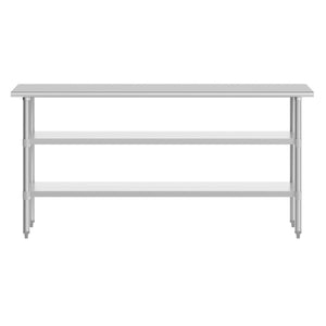 English Elm Reese Heavy-Duty Portable Prep Table with Adjustable Undershelves for Versatile Workspace Solutions Stainless Steel 72"W x 24"D x 34.5"H NH-WT-GU-2472-GG
