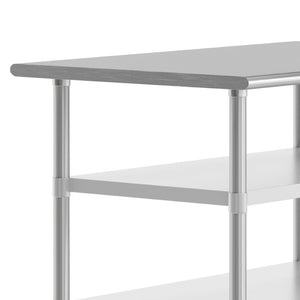 English Elm Reese Heavy-Duty Portable Prep Table with Adjustable Undershelves for Versatile Workspace Solutions Stainless Steel 48"W x 30"D x 34.5"H NH-WT-GU-3048-GG