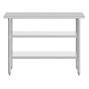 English Elm Reese Heavy-Duty Portable Prep Table with Adjustable Undershelves for Versatile Workspace Solutions Stainless Steel 48"W x 30"D x 34.5"H NH-WT-GU-3048-GG