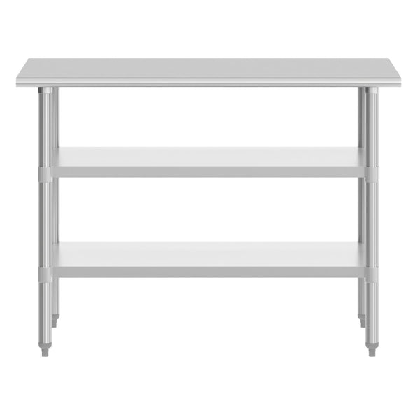 English Elm Reese Heavy-Duty Portable Prep Table with Adjustable Undershelves for Versatile Workspace Solutions Stainless Steel 48"W x 30"D x 34.5"H NH-WT-GU-3048-GG