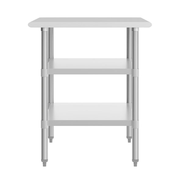 English Elm Reese Heavy-Duty Portable Prep Table with Adjustable Undershelves for Versatile Workspace Solutions Stainless Steel 48"W x 30"D x 34.5"H NH-WT-GU-3048-GG