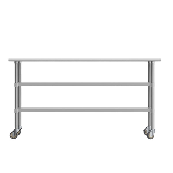 English Elm Reader NSF Certified Heavy-Duty Stainless Steel Prep Table 30"x72" with Mobility, Storage & Safety Features NH-WT-GU-3072-CAS-GG