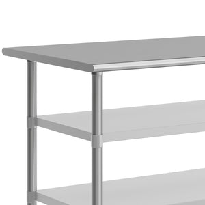 English Elm Reader NSF Certified Heavy-Duty Stainless Steel Prep Table 30"x72" with Mobility, Storage & Safety Features NH-WT-GU-3072-CAS-GG