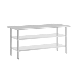 English Elm Ravenel 72" Stainless Steel Work Table - NSF Certified, 2 Adjustable Undershelves for Versatile Use NH-WT-GU-3072-GG