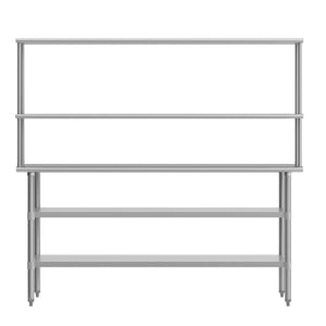 English Elm Reader Heavy-Duty Commercial Prep Table with Stainless Steel Top, Double Shelves & Locking Casters NH-WT-GU-3072-OSH-GG