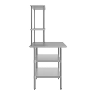 English Elm Reader Heavy-Duty Commercial Prep Table with Stainless Steel Top, Double Shelves & Locking Casters NH-WT-GU-3072-OSH-GG