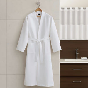 JLA Home Waffle Cotton Bath Robe with Kimono Collar for Spa and Upscale Guestroom Use NH04-0002