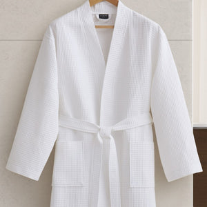 JLA Home Waffle Cotton Bath Robe with Kimono Collar for Spa and Upscale Guestroom Use NH04-0002