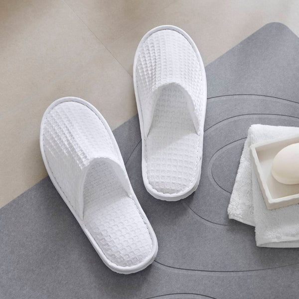 JLA Home Waffle Knit Cotton Blend Spa Slippers with EVA Sole for Hotel Guest Amenity Use NH05-0005