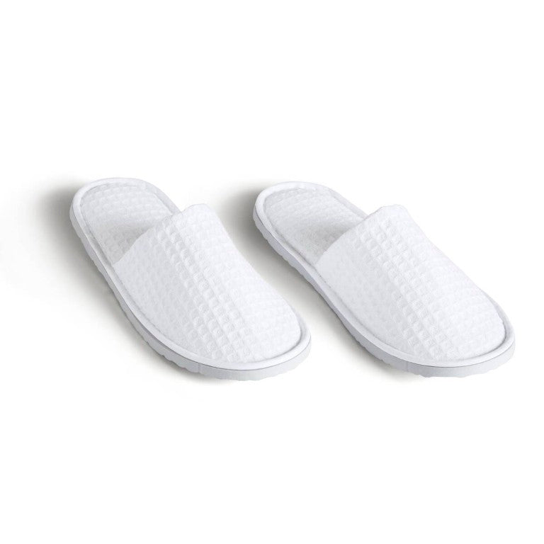 JLA Home Waffle Knit Cotton Blend Spa Slippers with EVA Sole for Hotel Guest Amenity Use NH05-0005
