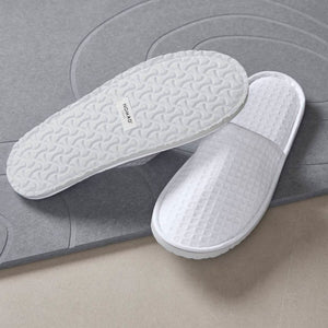 JLA Home Waffle Knit Cotton Blend Spa Slippers with EVA Sole for Hotel Guest Amenity Use NH05-0005