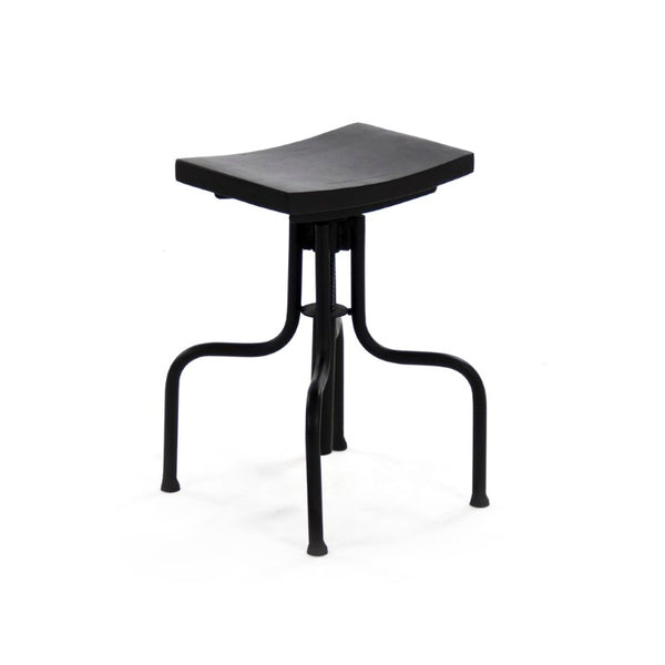 Zentique Evolution Crutch Bar Stool — Sustainable Recycled Wood Seat with Industrial Metal Frame, Compact Durable Design W17.5 x H19 x D17.5 NH05809