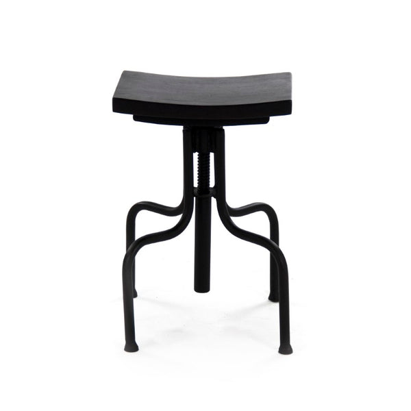 Zentique Evolution Crutch Bar Stool — Sustainable Recycled Wood Seat with Industrial Metal Frame, Compact Durable Design W17.5 x H19 x D17.5 NH05809