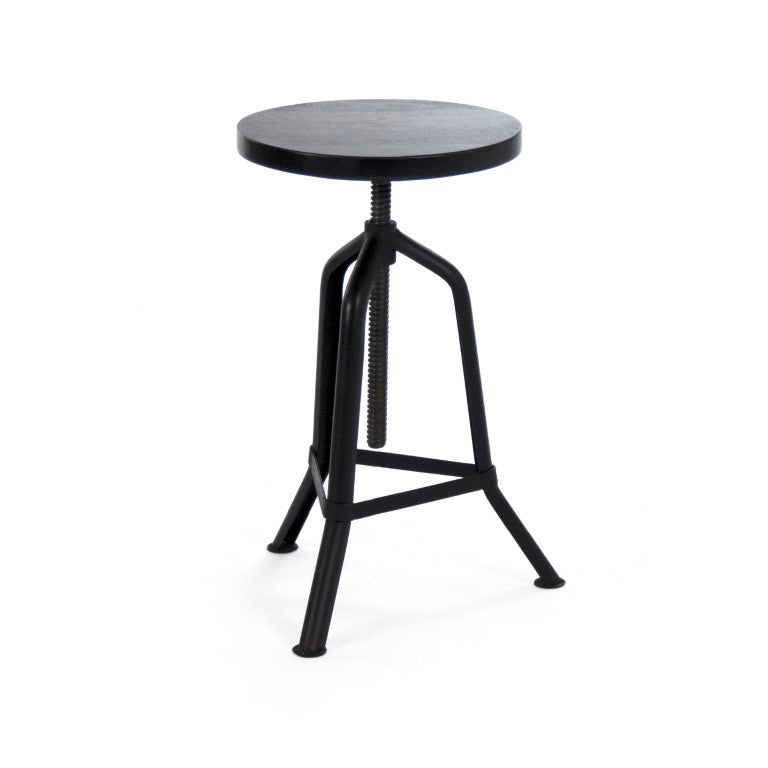 Zentique Evolution Crutch Bar Stool — Sustainable Recycled Wood Seat with Industrial Metal Frame, Compact Durable Design W12.5 x H22.5 x D12.5 NH06263