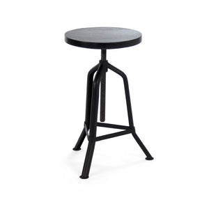Zentique Evolution Crutch Bar Stool — Sustainable Recycled Wood Seat with Industrial Metal Frame, Compact Durable Design W12.5 x H22.5 x D12.5 NH06263