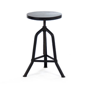 Zentique Evolution Crutch Bar Stool — Sustainable Recycled Wood Seat with Industrial Metal Frame, Compact Durable Design W12.5 x H22.5 x D12.5 NH06263