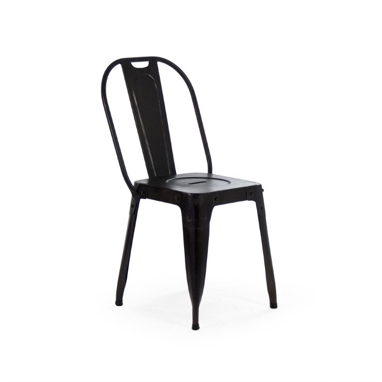 Zentique Vintage metal chair with aged patina — compact industrial design for cafes, lofts, and cozy spaces Dark Grey NH13912