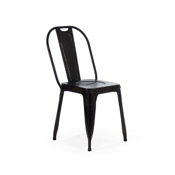 Zentique Vintage metal chair with aged patina — compact industrial design for cafes, lofts, and cozy spaces Dark Grey NH13912