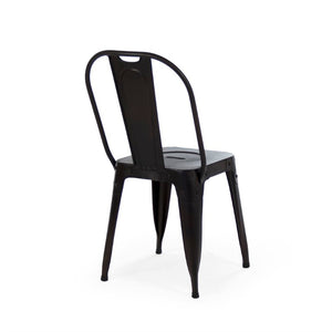 Zentique Vintage metal chair with aged patina — compact industrial design for cafes, lofts, and cozy spaces Dark Grey NH13912