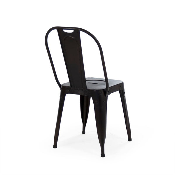 Zentique Vintage metal chair with aged patina — compact industrial design for cafes, lofts, and cozy spaces Dark Grey NH13912