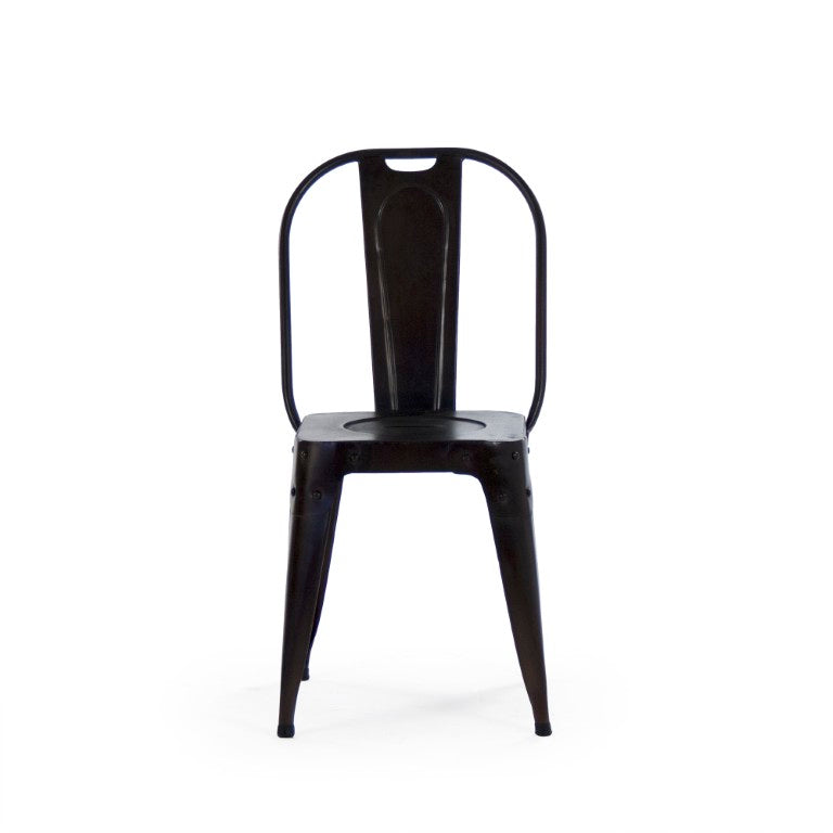Zentique Vintage metal chair with aged patina — compact industrial design for cafes, lofts, and cozy spaces Dark Grey NH13912