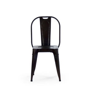 Zentique Vintage metal chair with aged patina — compact industrial design for cafes, lofts, and cozy spaces Dark Grey NH13912