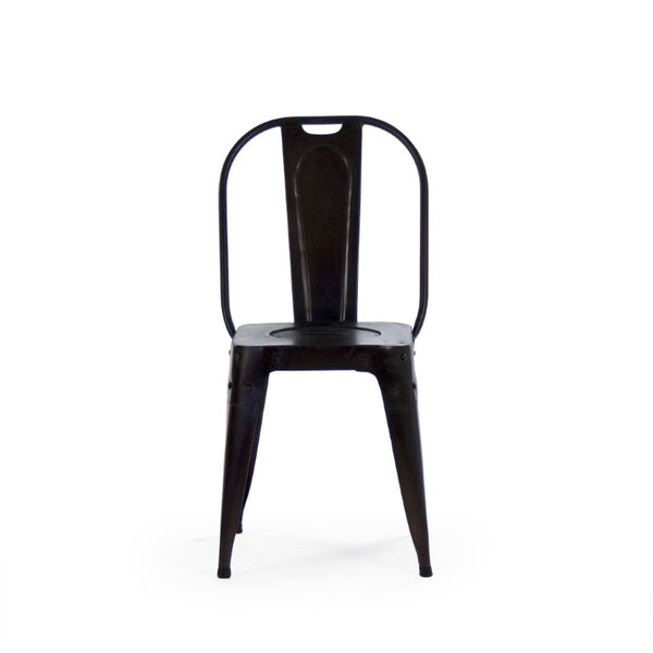 Zentique Vintage metal chair with aged patina — compact industrial design for cafes, lofts, and cozy spaces Dark Grey NH13912