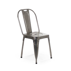 Zentique Vintage metal chair with aged patina — compact industrial design for cafes, lofts, and cozy spaces Nickel NH15269