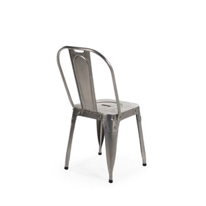 Zentique Vintage metal chair with aged patina — compact industrial design for cafes, lofts, and cozy spaces Nickel NH15269