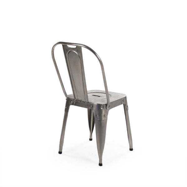 Zentique Vintage metal chair with aged patina — compact industrial design for cafes, lofts, and cozy spaces Nickel NH15269