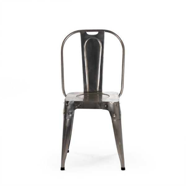 Zentique Vintage metal chair with aged patina — compact industrial design for cafes, lofts, and cozy spaces Nickel NH15269
