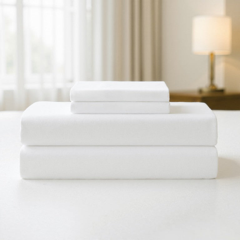 JLA Home Plain Weave Microfiber Sheet Set Wrinkle Resistant Soft Polyester Hospitality Bedding 9.84 W x 11.81 L x 3.74 H NH20-0139