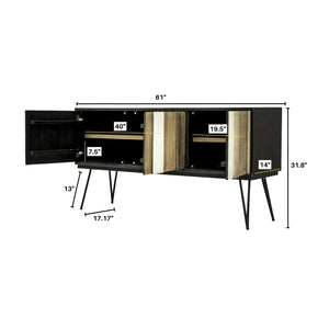 Lh Imports Metro Noir Havana Sideboard - Stylish Acacia & Iron Design With 3 Cabinets For Ideal Storage Solutions Brown,White,Black Solid Acacia,Iron,Mdf,Acacia Veneer Nha003b