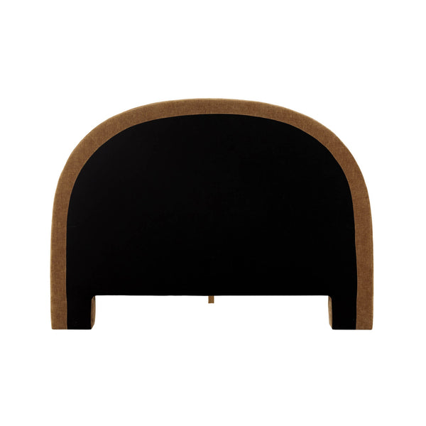 Lh Imports Nina King Bed - Elegant Round Headboard In Luxurious 100% Polyester Fabric For Home Beautification Brown Pine Wood,Rubberwood,Plywood,Polyester,Hr Foam Nin001k-chi