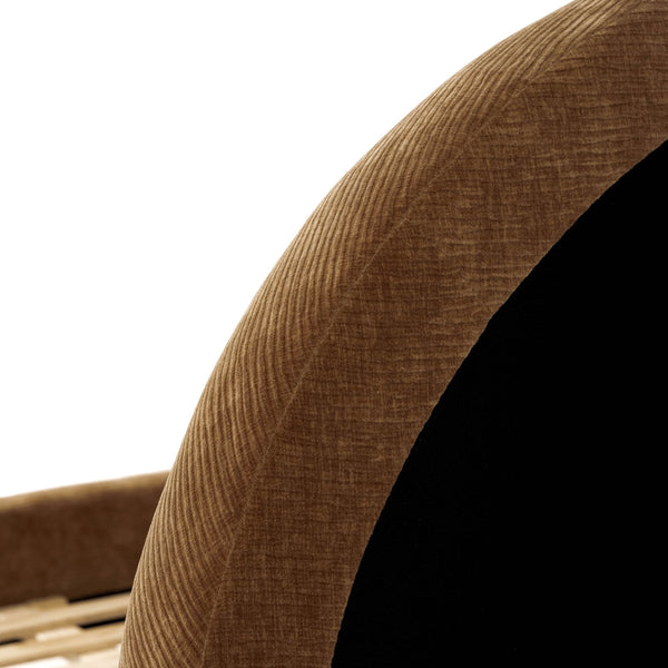 Lh Imports Nina King Bed - Elegant Round Headboard In Luxurious 100% Polyester Fabric For Home Beautification Brown Pine Wood,Rubberwood,Plywood,Polyester,Hr Foam Nin001k-chi