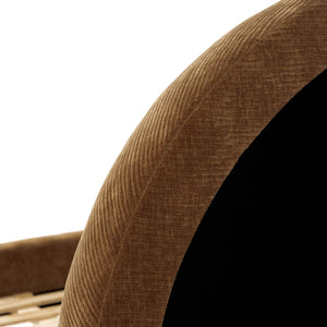 Lh Imports Nina King Bed - Elegant Round Headboard In Luxurious 100% Polyester Fabric For Home Beautification Brown Pine Wood,Rubberwood,Plywood,Polyester,Hr Foam Nin001q-chi