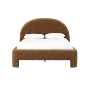 Lh Imports Nina King Bed - Elegant Round Headboard In Luxurious 100% Polyester Fabric For Home Beautification Brown Pine Wood,Rubberwood,Plywood,Polyester,Hr Foam Nin001k-chi