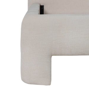 Lh Imports Nina King Bed - Elegant Round Headboard In Luxurious 100% Polyester Fabric For Home Beautification Beige Pine Wood,Rubberwood,Plywood,Polyester,Hr Foam Nin001k-ecr