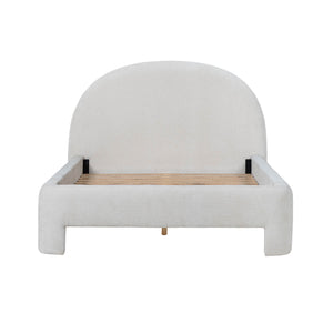 Lh Imports Nina King Bed - Elegant Round Headboard In Luxurious 100% Polyester Fabric For Home Beautification Beige Pine Wood,Rubberwood,Plywood,Polyester,Hr Foam Nin001q-ecr